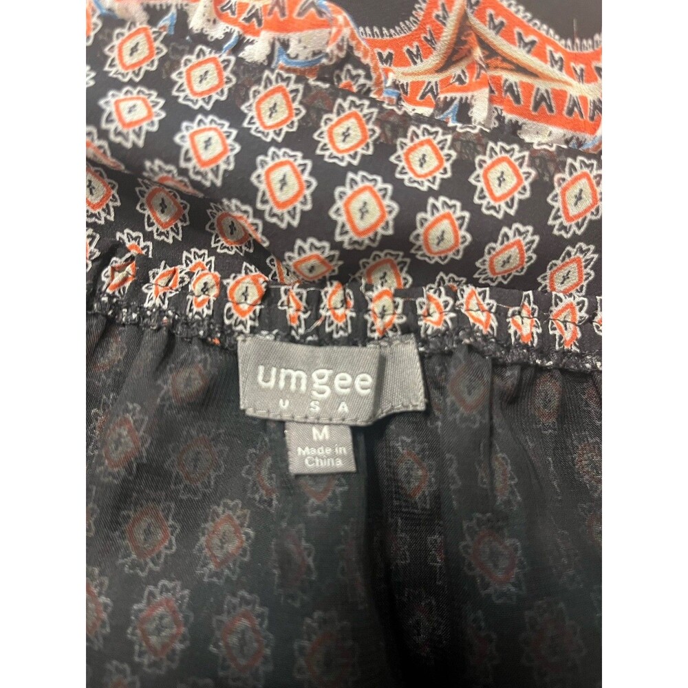 Umgee Boho Paisley Crochet Bell Sleeve Off Shoulder Tunic Mini Dress Orange M - Picture 3 of 4
